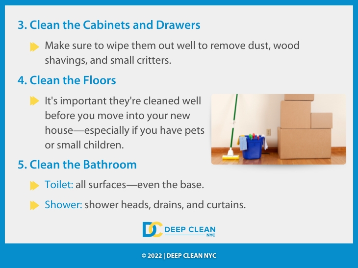 text tips moving boxes and cleaning supplies