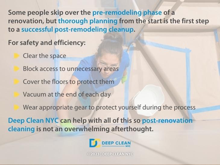 Callout 1: Professional cleaner cleaning during renovation stage- safety and efficiency steps for a successful post-renovation cleanup.