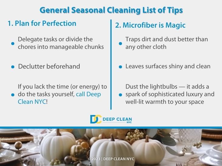 Callout 2: Elegant Thanksgiving table setting- Seasonal cleaning list of tips-1-plan for perfection- 2- microfiber is magic, 3 tips.