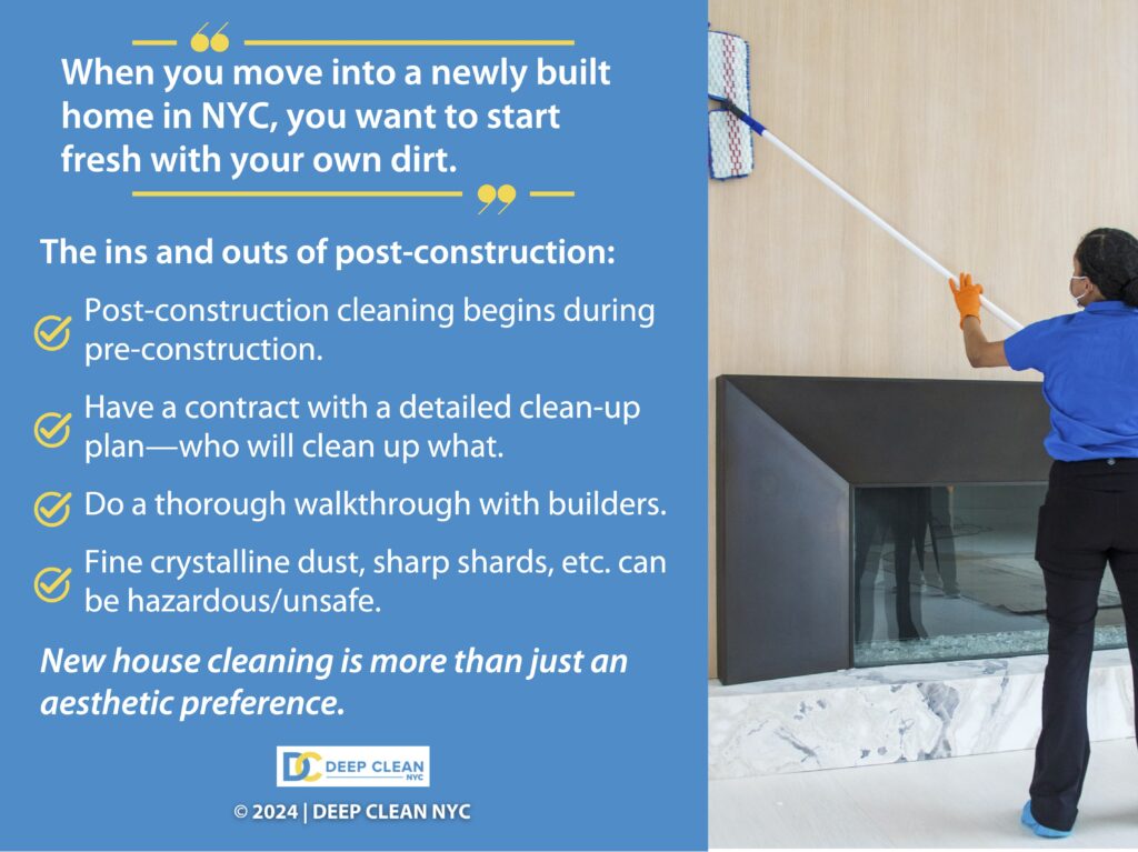 Callout 1: Cleaning employee wiping wall with dust mop- The ins and outs of post-construction cleaning- 4 tips